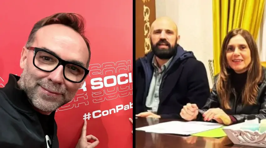 Sergio Balbont&iacute;n (PSOE), Daniel Santos G&oacute;mez (PRC) y Paula Fern&aacute;ndez Via&ntilde;a (PRC), protagonistas del &uacute;ltimo espect&aacute;culo pol&iacute;tico en redes sociales, desatando indignaci&oacute;n entre los vecinos de Reinosa. / A.E.