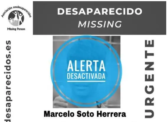 Cartel de 'Alerta Desactivada' del joven desaparecido. / SOS Desaparecidos
