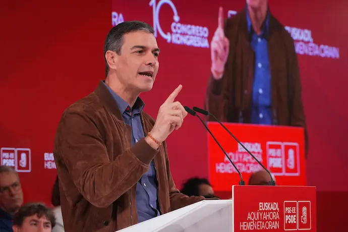 El presidente del Gobierno, Pedro S&aacute;nchez, en el X Congreso del PSE-EE en San Sebasti&aacute;n. / EP
