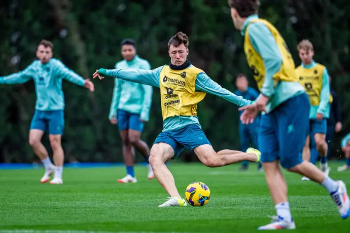 El conjunto verdiblanco, durante unos entrenamientos. / RRC