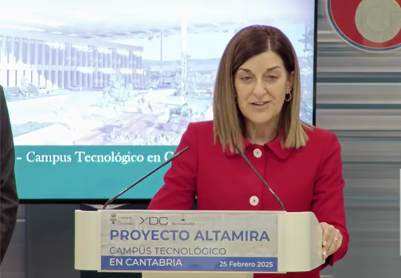 La presidenta de Cantabria, Mar&iacute;a Jos&eacute; S&aacute;enz de Buruaga, durante la presentaci&oacute;n del Proyecto Altamira, un campus tecnol&oacute;gico que supondr&aacute; una inversi&oacute;n de 3.600 millones de euros y la creaci&oacute;n de m&aacute;