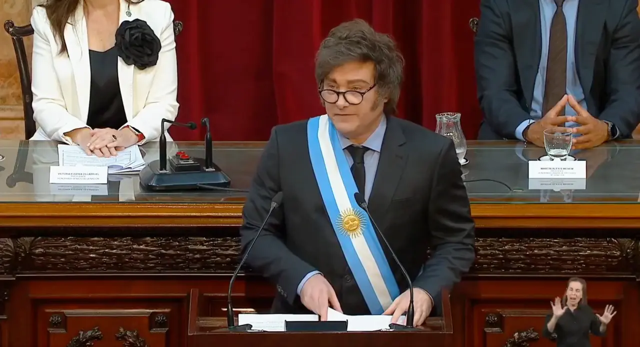 El presidente argentino, Javier Milei, durante el 143&ordm; per&iacute;odo de sesiones ordinarias del Congreso. / X