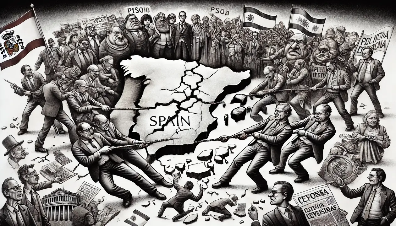 Caricatura editorial representando la divisi&oacute;n de Espa&ntilde;a.