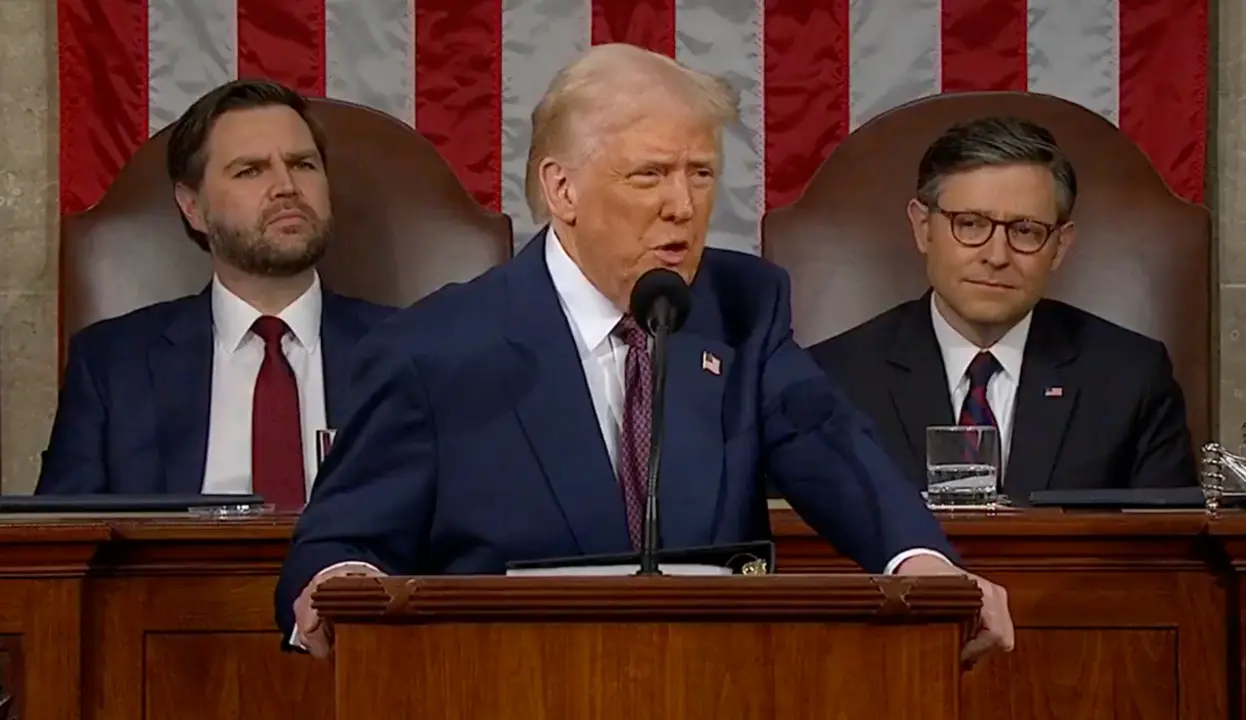 Donald Trump durante su discurso ante el Congreso de los Estados Unidos.