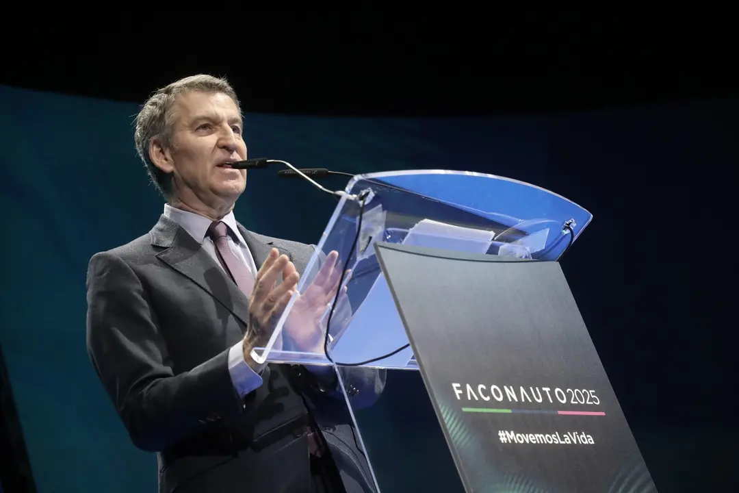 El presidente del PP, Alberto N&uacute;&ntilde;ez Feij&oacute;o, interviene durante un evento. / Rafael Bastante