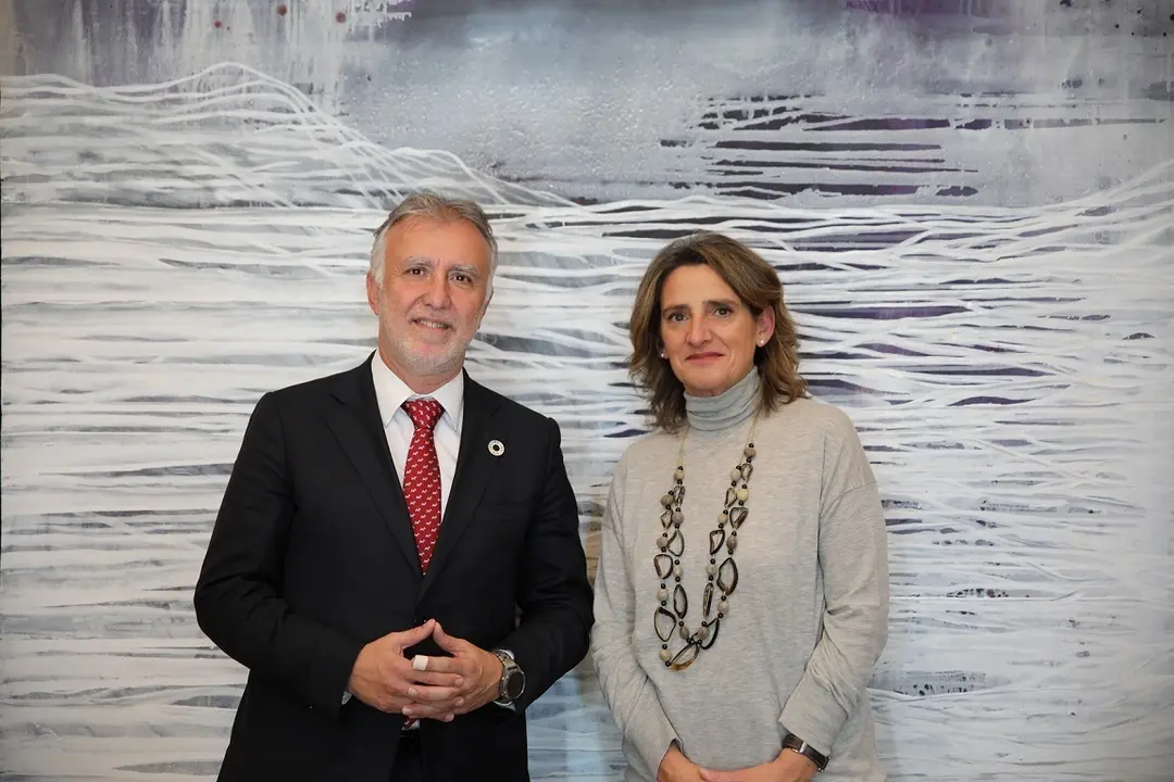 El presidente de Canarias, &Aacute;ngel V&iacute;ctor Torres, y la exministra de Transici&oacute;n Ecol&oacute;gica, Teresa Ribera. / EP