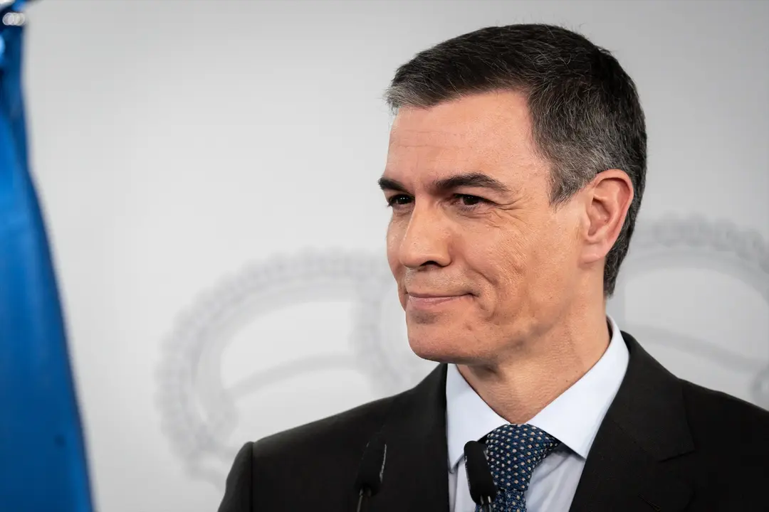El presidente del Gobierno, Pedro S&aacute;nchez, durante una rueda de prensa. / Diego Radam&eacute;s