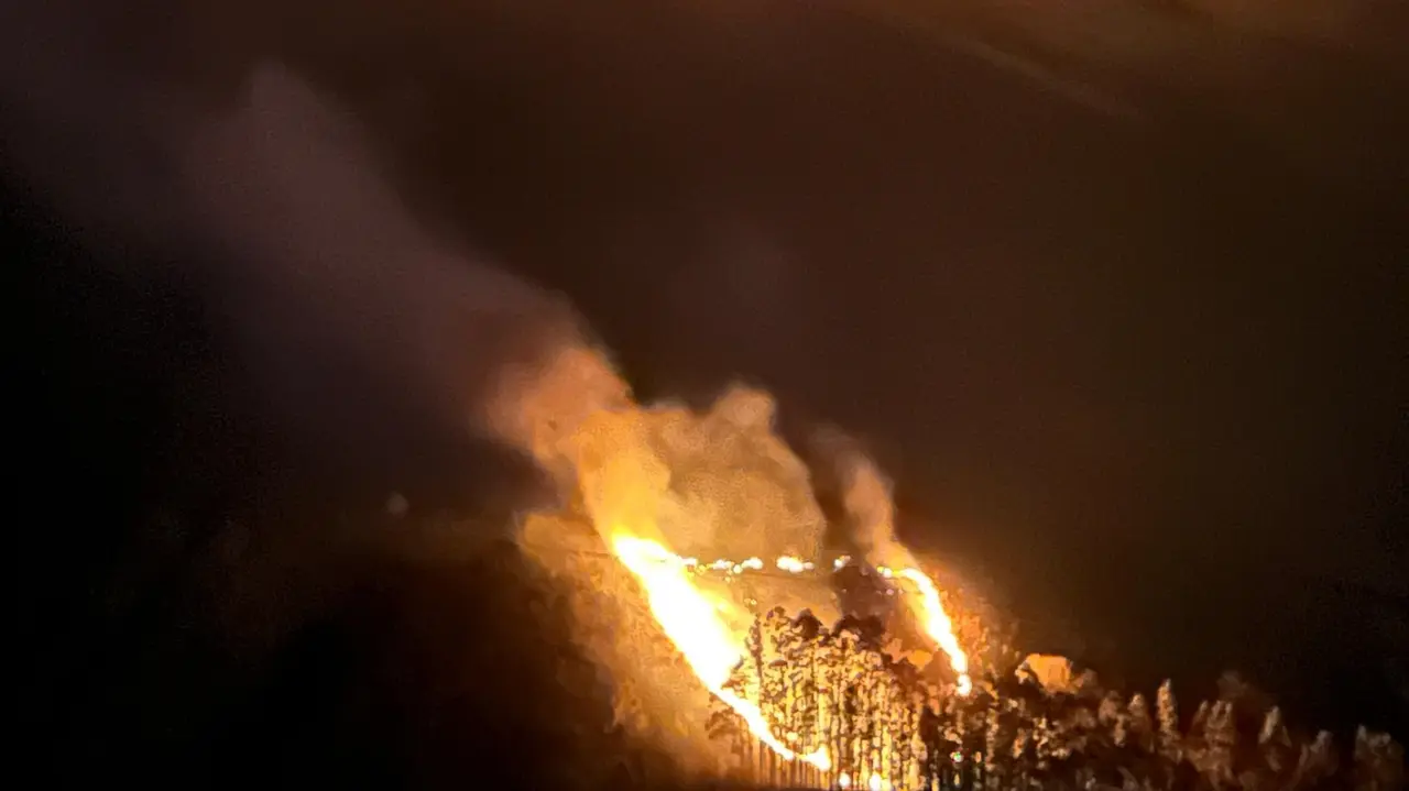 Incendio forestal en Bustriguado, Vald&aacute;liga. / X