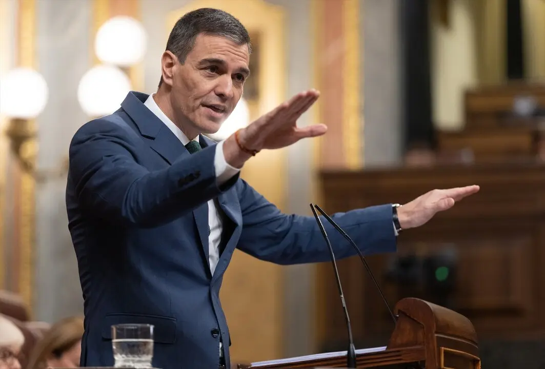 El presidente del Gobierno, Pedro S&aacute;nchez, interviene durante una sesi&oacute;n plenaria en el Congreso de los Diputados. / Eduardo Parra