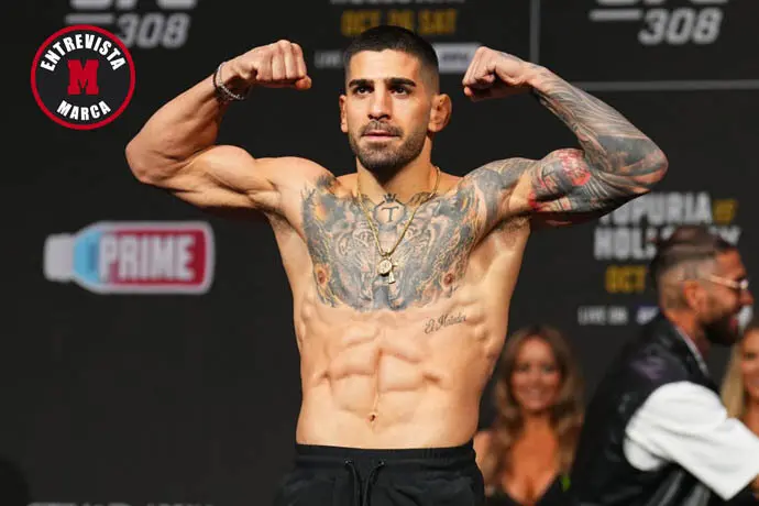 El luchador Ilia Topuria, en el pesaje de UFC 308. / x