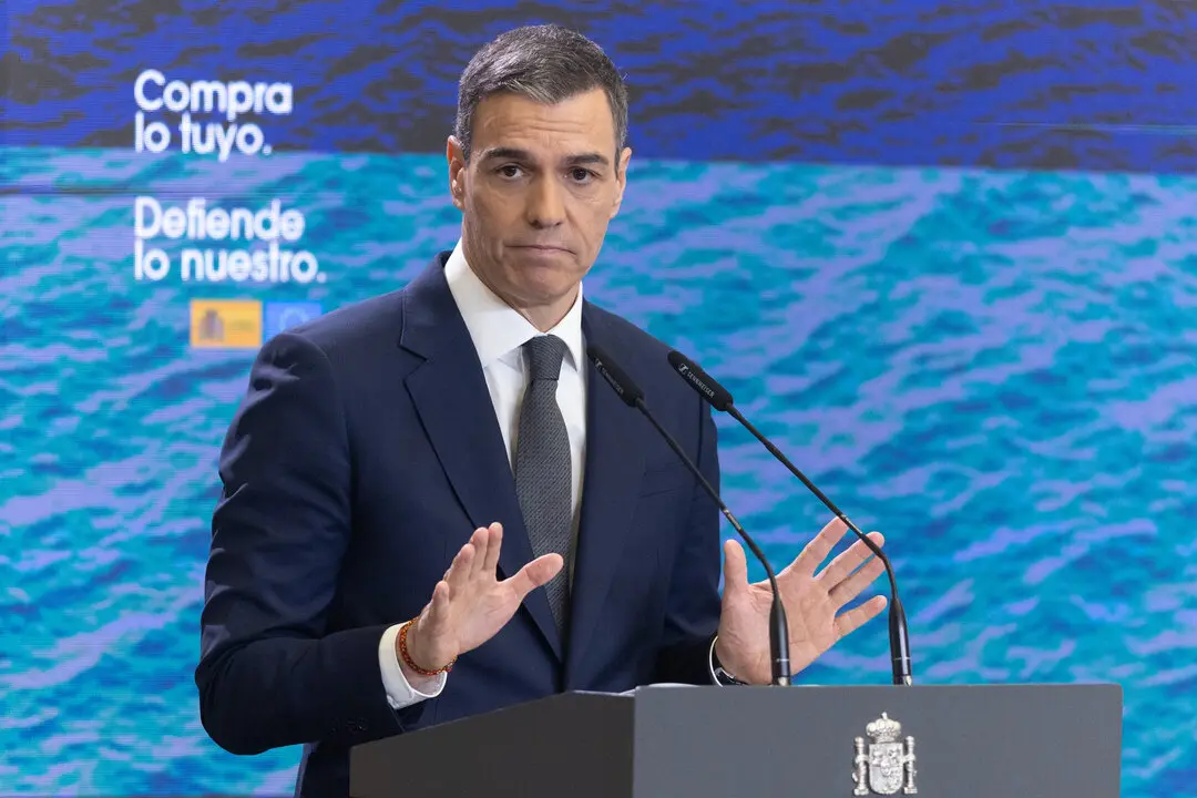 El presidente del Gobierno, Pedro S&aacute;nchez, durante una rueda de prensa. / EP
