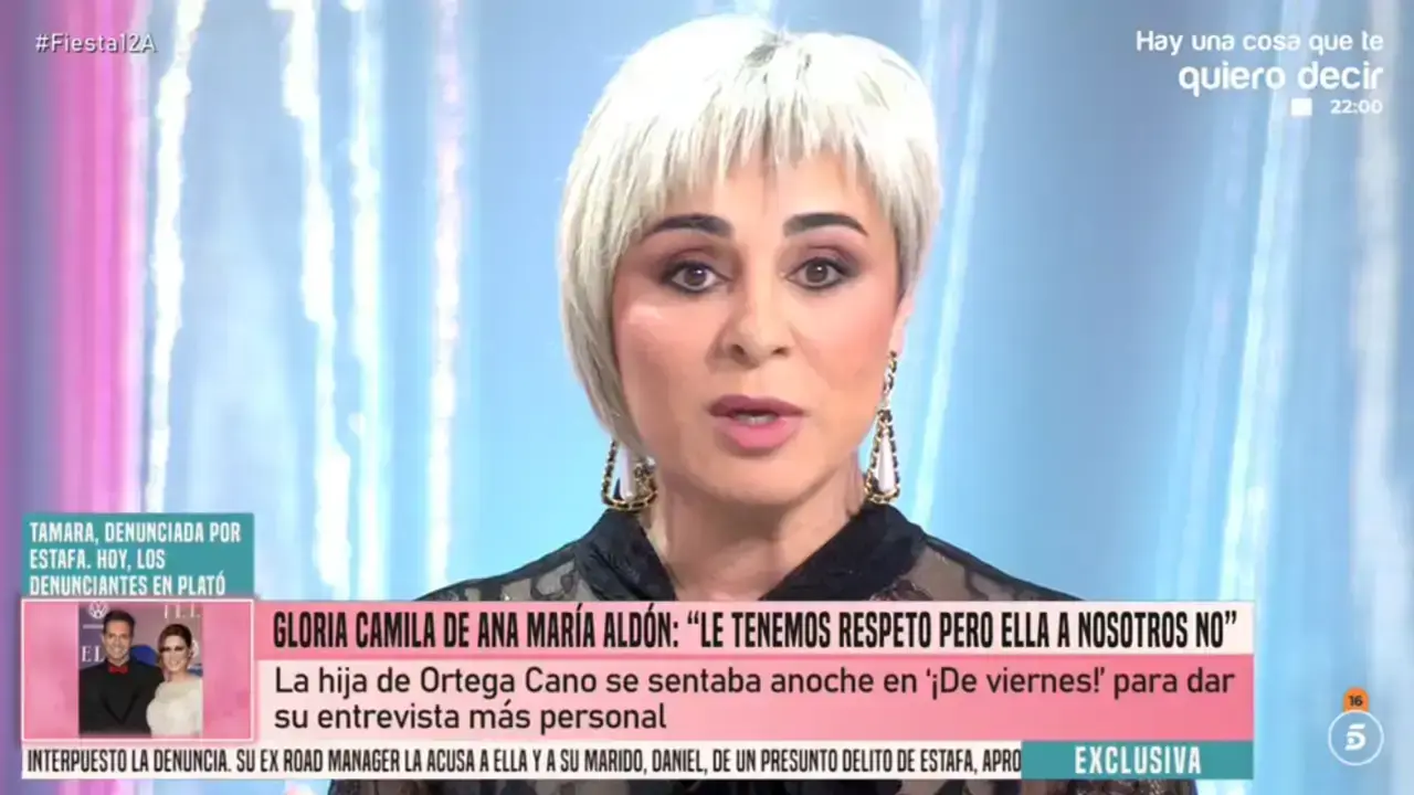 Ana Mar&iacute;a Ald&oacute;n afirma que la visi&oacute;n de Gloria Camila sobre Ortega Cano no refleja por completo lo que ocurri&oacute;. / Telecinco