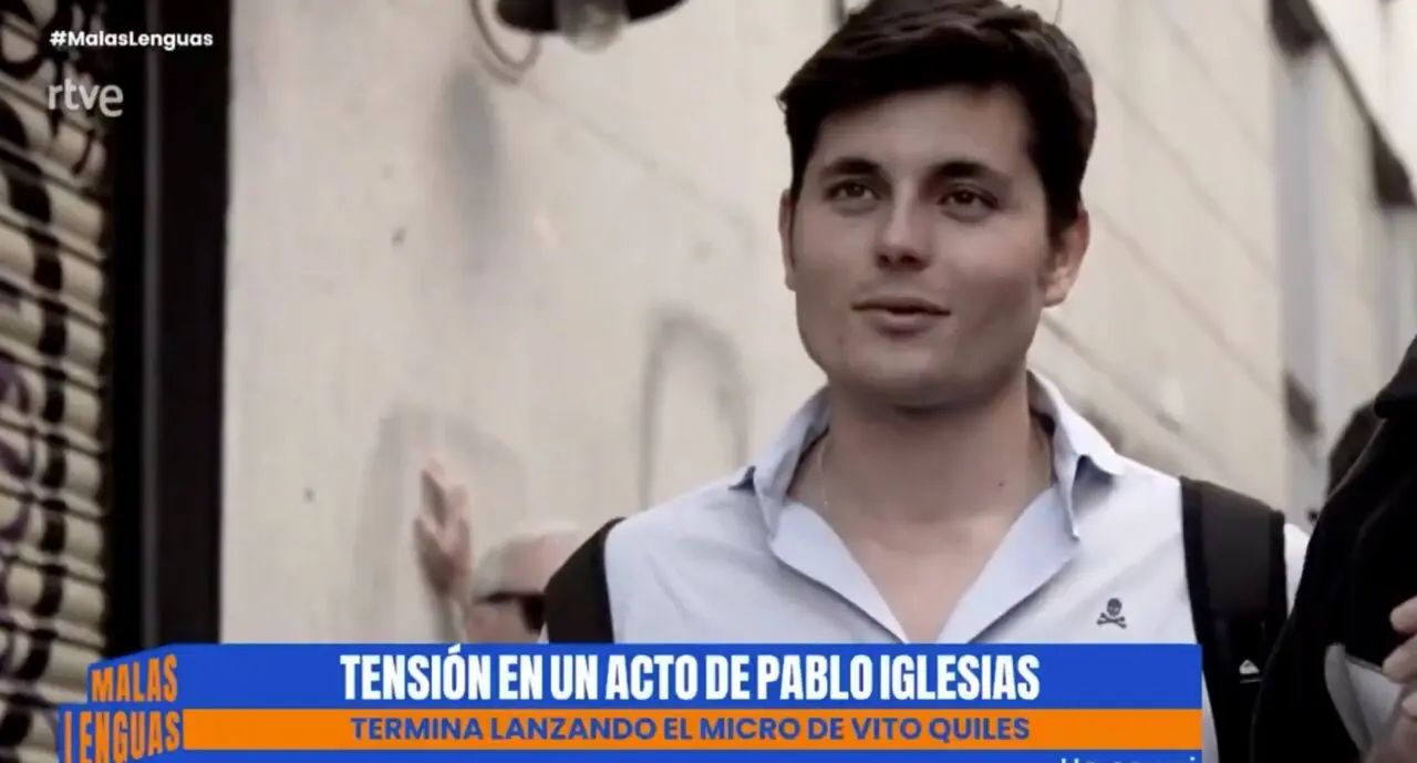 El periodista, Vito Quiles, durante el acto de Pablo Iglesias. / X