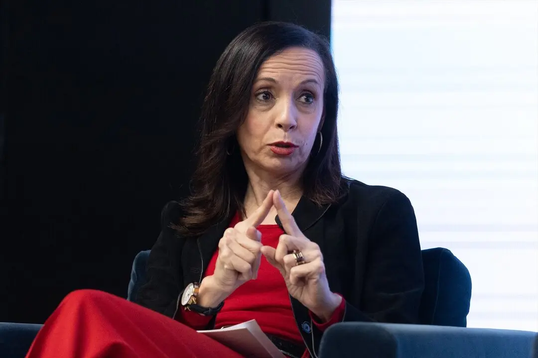 La presidenta de Redeia, Beatriz Corredor, durante una intervenci&oacute;n. / Eduardo Parra