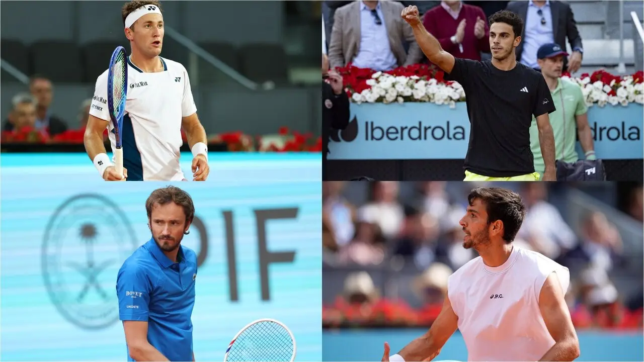 Casper Ruud, Francisco Cer&uacute;ndolo, Daniil Medv&eacute;dev y Lorenzo Musetti. / IRINA R. HIPOLITO / OSCAR J. BARROSO
