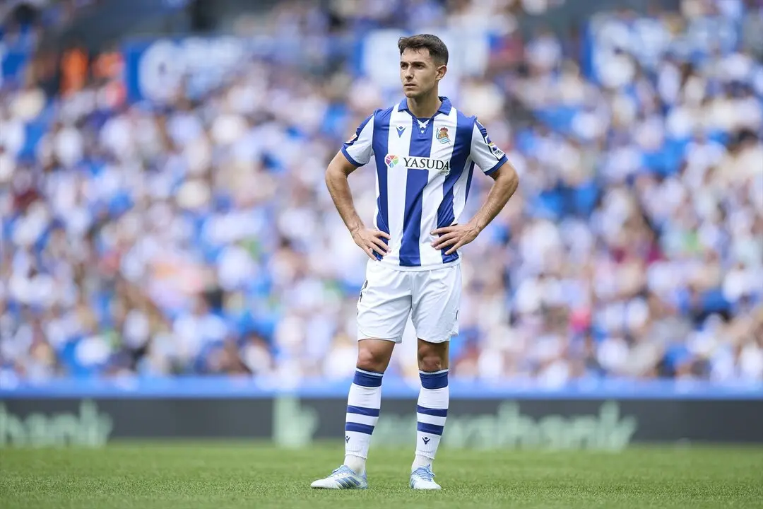 Martin Zubimendi durante el partido ante el Mallorca en la Liga. / EP