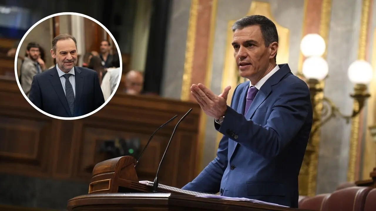 Pedro S&aacute;nchez durante una sesi&oacute;n en el Congreso y en peque&ntilde;o &Aacute;balos. / EP