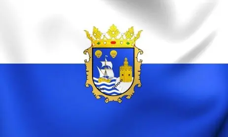 Bandera de Santander con su escudo en el centro. / A.S.