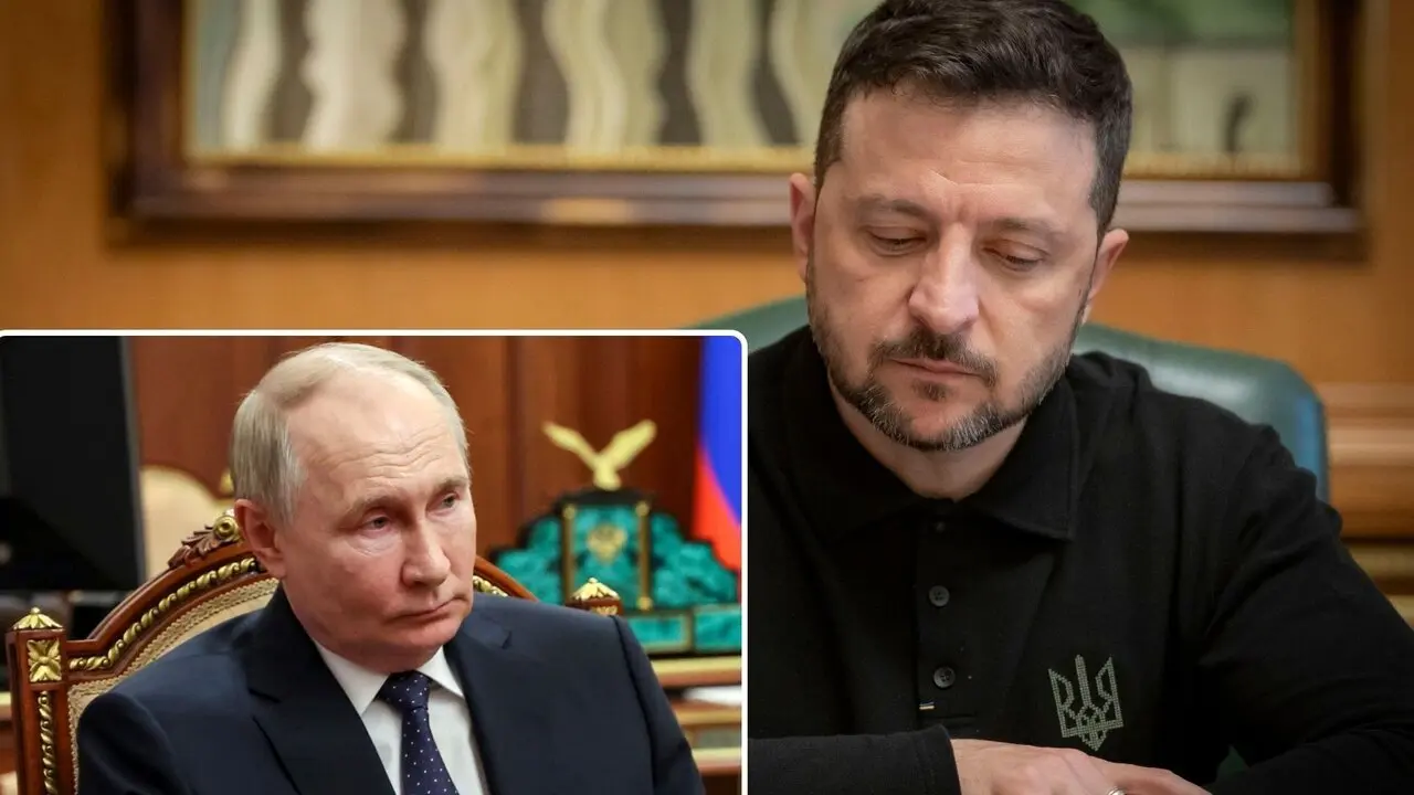 El presidente de Rusia, Vladimir Putin (izq) y el. presidente de Ucrania, Vlodimir Zelenski (dcha). / EP
