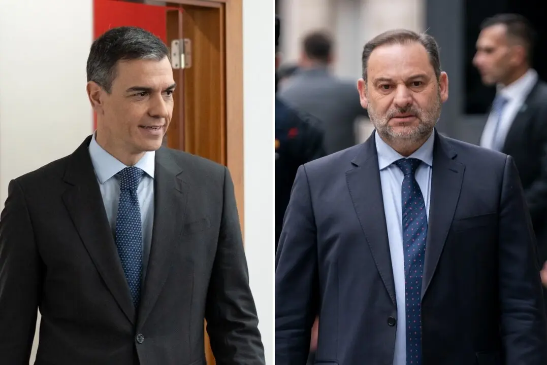 Pedro S&aacute;nchez y el exministro de Transportes y exsecretario de Organizaci&oacute;n del PSOE Jos&eacute; Luis &Aacute;balos. / EP