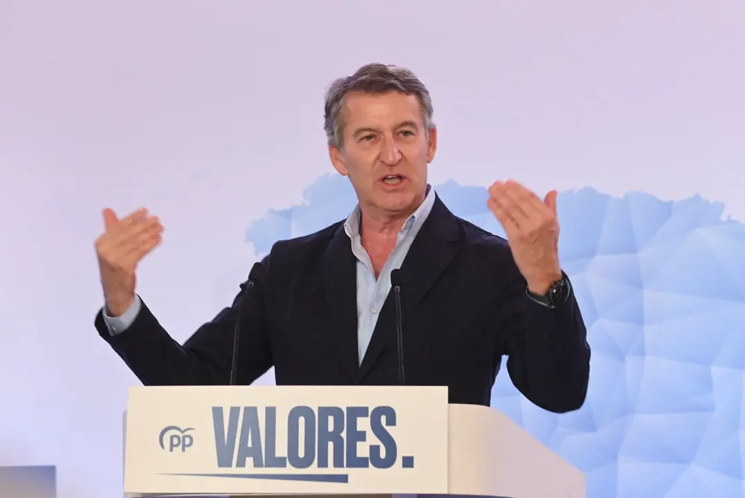 El presidente del Partido Popular, Alberto N&uacute;&ntilde;ez Feij&oacute;o, interviene durante un acto del Partido Popular. / Ram&oacute;n Comet