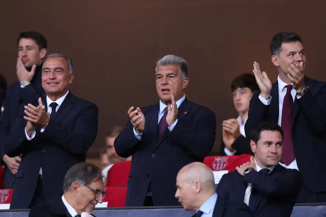 Joan Laporta durante el partido de Champions ante el Inter. / EP