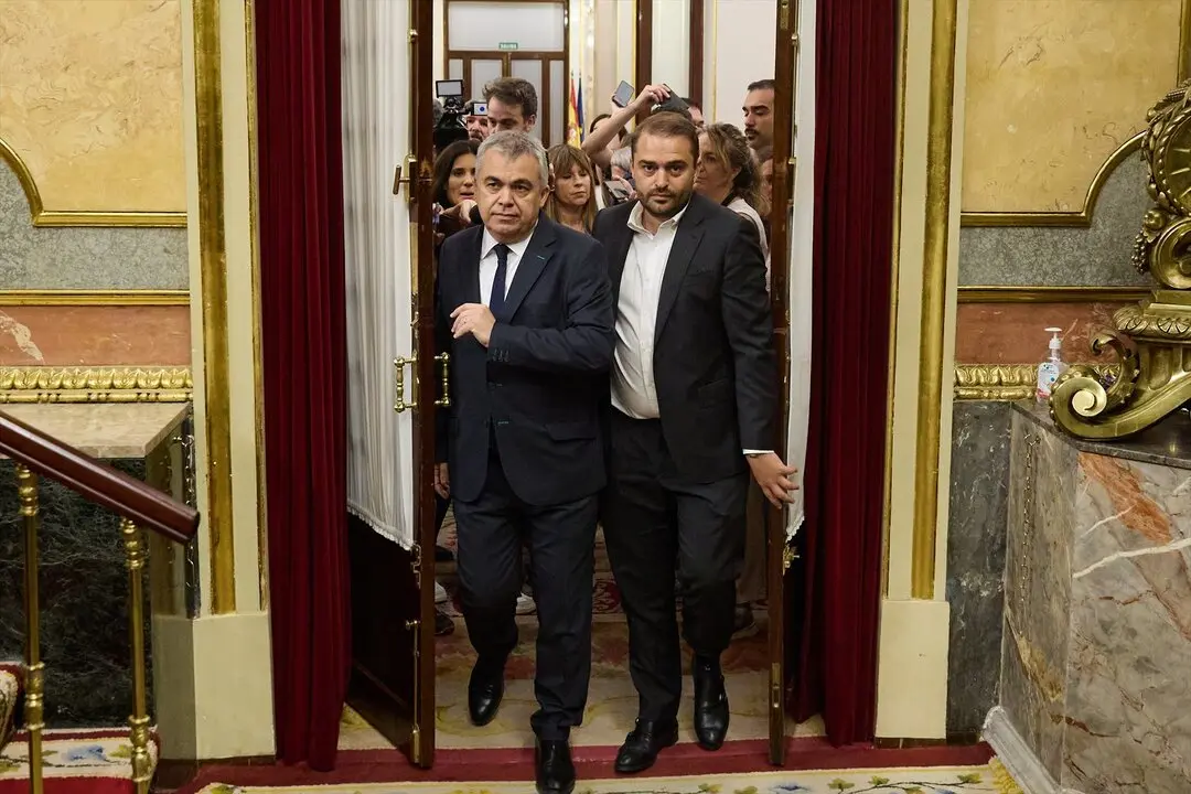 El secretario de Organizaci&oacute;n del PSOE, Santos Cerd&aacute;n (i), a su llegada a una sesi&oacute;n plenaria en el Congreso de los Diputados. / Jes&uacute;s Hell&iacute;n