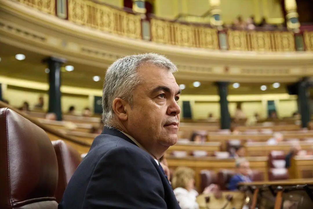El secretario de Organizaci&oacute;n del PSOE, Santos Cerd&aacute;n, durante una sesi&oacute;n plenaria en el Congreso de los Diputados. / Jes&uacute;s Hell&iacute;n