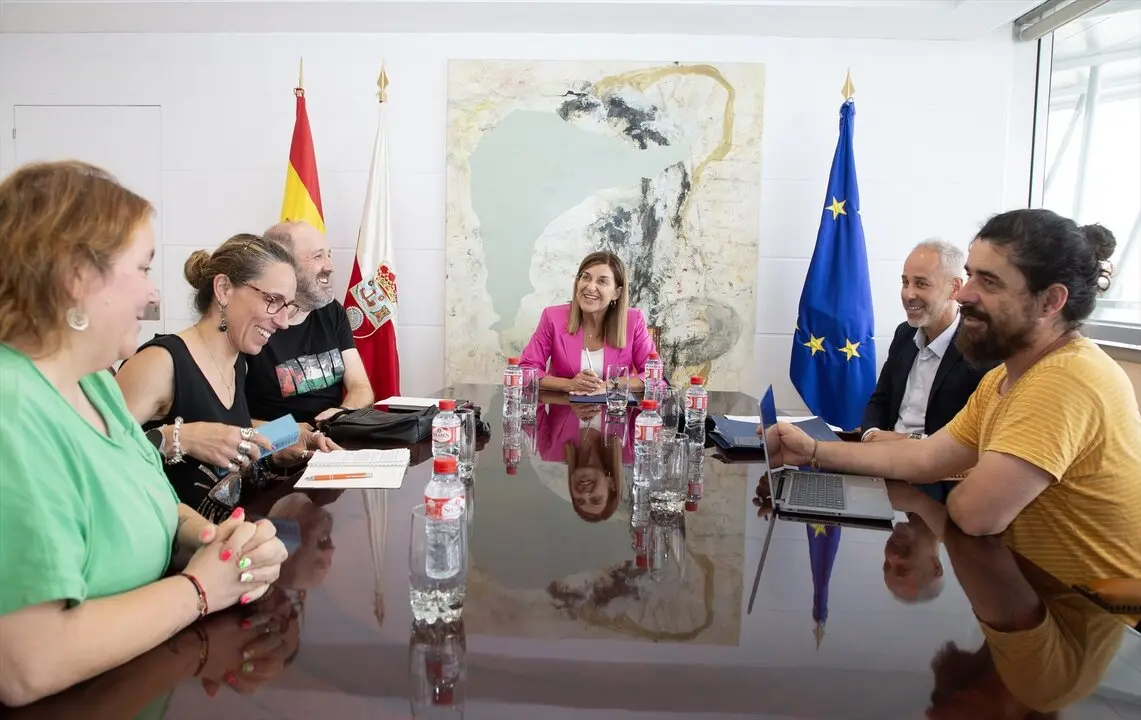 Reuni&oacute;n de la presidenta de Cantabria, Mar&iacute;a Jos&eacute; S&aacute;enz de Buruaga, y el consejero de Educaci&oacute;n, Segio Silva, con representantes de la FAMPA. / A.E.