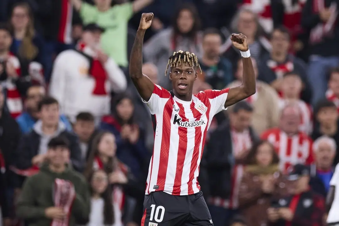 Nico Williams durante un partido con el Athletic contra el Rayo Vallecano. / EP
