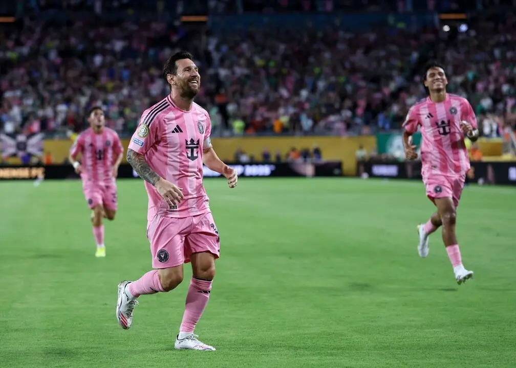 Messi celebra su gol con el Inter de Miami en el Mundial de Clubes. / David Klein