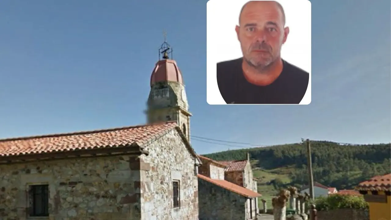 'Gel&iacute;n', el trabajador fallecido, y la iglesia en la que tuvo lugar la misa. / A.E.