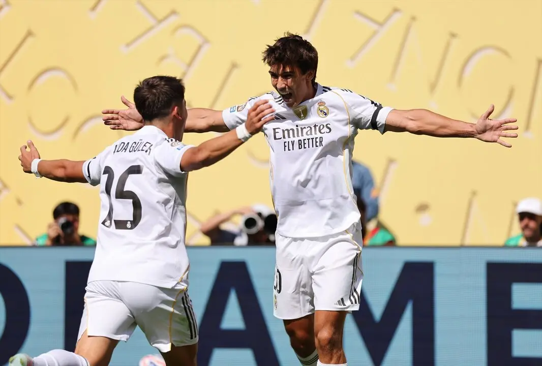 Gonzalo Garc&iacute;a, del Real Madrid, celebra un gol durante el partido de cuartos de final de la Copa Mundial de Clubes de la FIFA entre el Real Madrid y el Borussia Dortmund en el Metlife Stadium. / David Klein