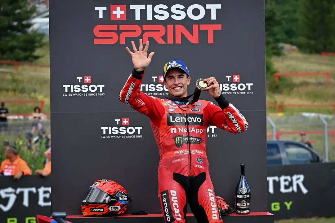 El piloto espa&ntilde;ol, Marc M&aacute;rquez, tras ganar en Brno. /EP