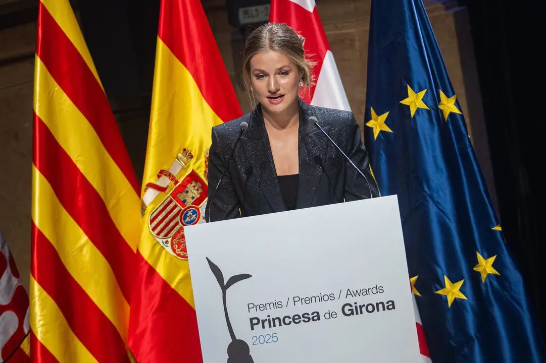 La princesa Leonor interviene durante la entrega de los Premios Princesa de Girona 2025. / EP
