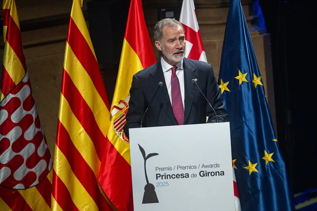 El Rey Felipe VI interviene durante la entrega de los Premios Princesa de Girona 2025. / Lorena Sop&ecirc;na