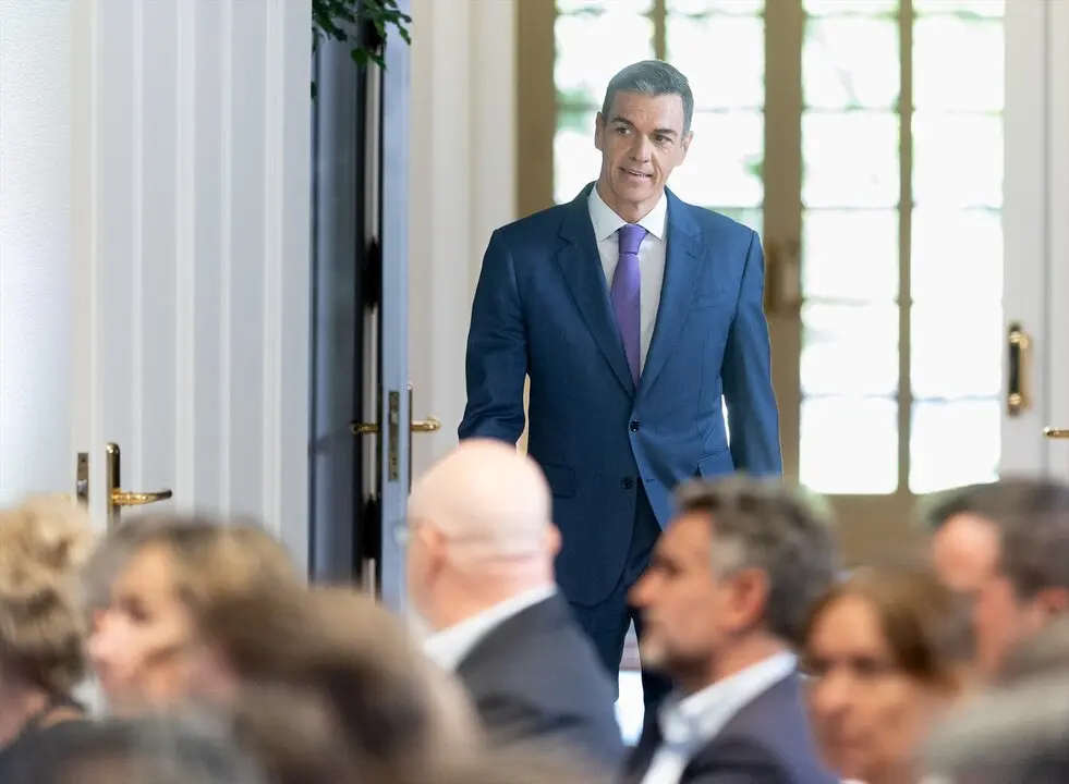 El presidente del Gobierno, Pedro S&aacute;nchez, comparece ante los medios de comunicaci&oacute;n para hacer balance del curso pol&iacute;tico. / Eduardo Parra