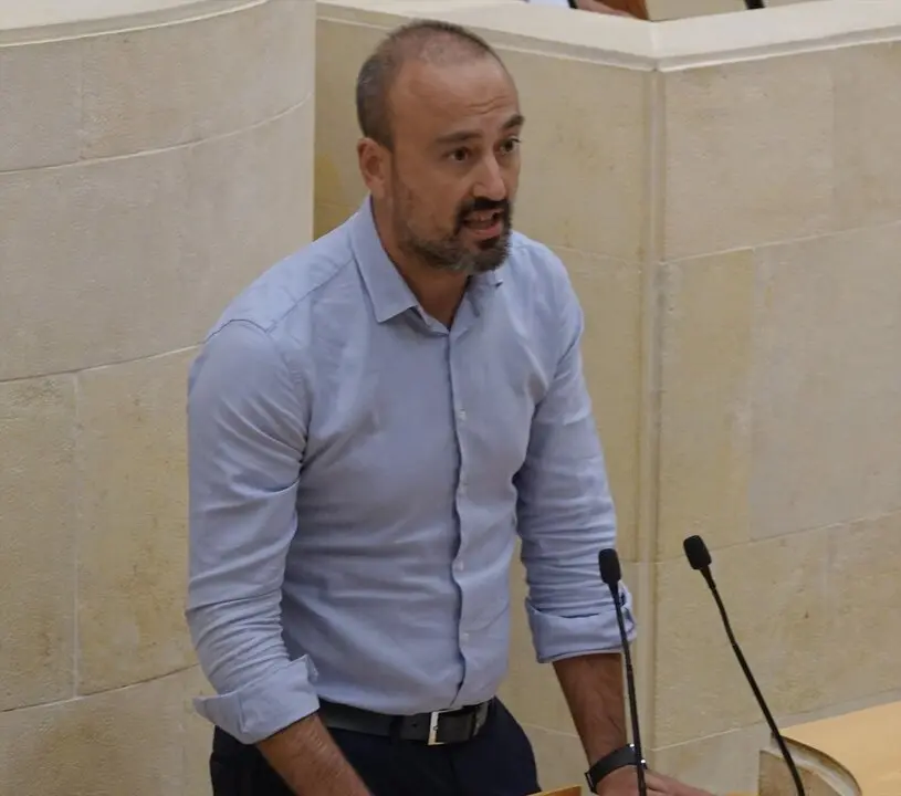 El alcalde de Torrelavega, Javier L&oacute;pez Estrada, durante una intervenci&oacute;n en el Parlamento. / A.E.