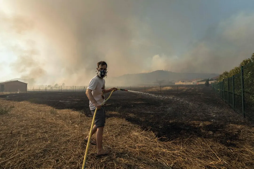 El avance de las llamas ha obligado a evacuar campings y viviendas, dejando a 2.500 hogares sin electricidad y destruyendo casas y veh&iacute;culos. / AFP