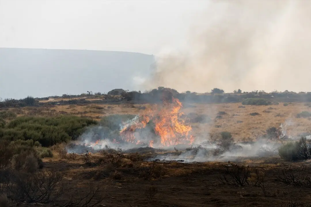 Vista de un fuego en la zona de Le&oacute;n. / Emilio Fraile