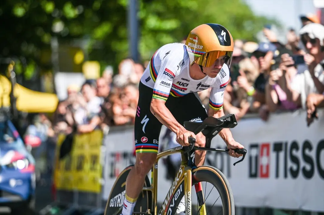 El ciclista belga Remco Evenepoel, en la contrarreloj de la quinta etapa del Tour de Francia 2025 / EP / TDF