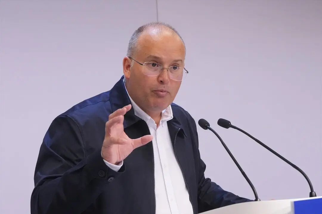 El secretario general del Partido Popular, Miguel Tellado, durante un acto pol&iacute;tico. / Unanue