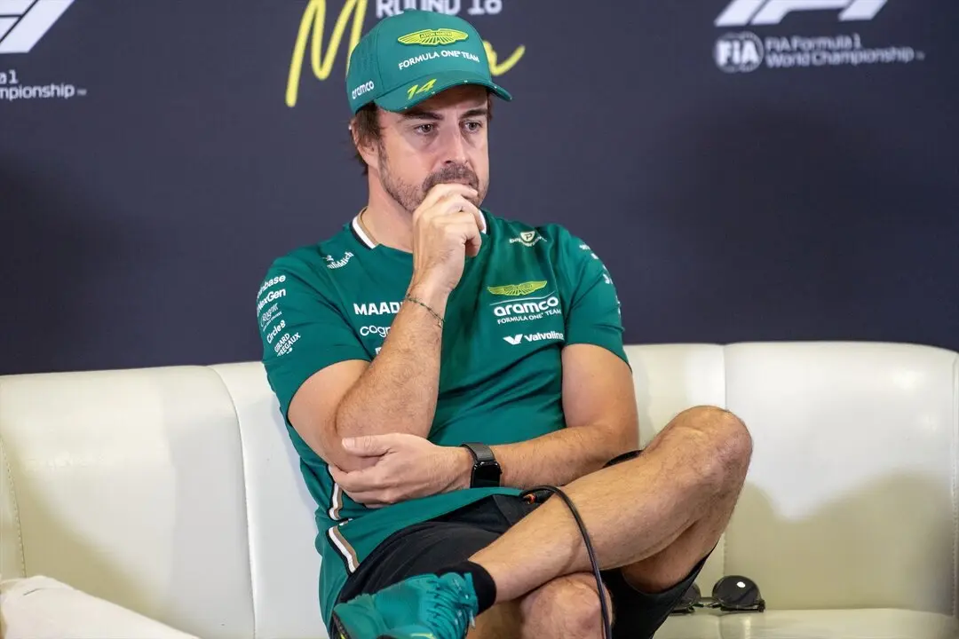 El piloto espa&ntilde;ol, Fernando Alonso, durante una rueda de prensa. / Otto Moretti