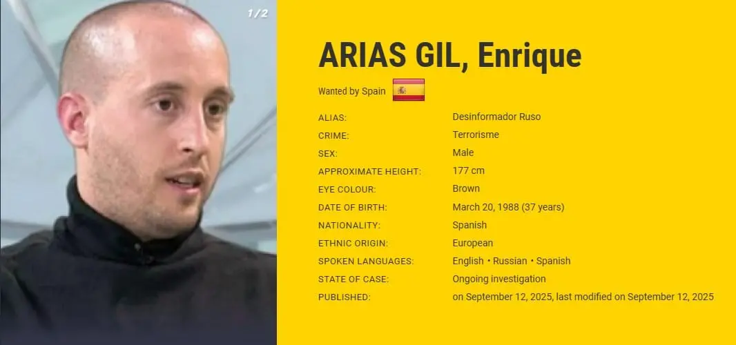 El cartel policial de la b&uacute;squeda de Enrique Arias Gil. / X