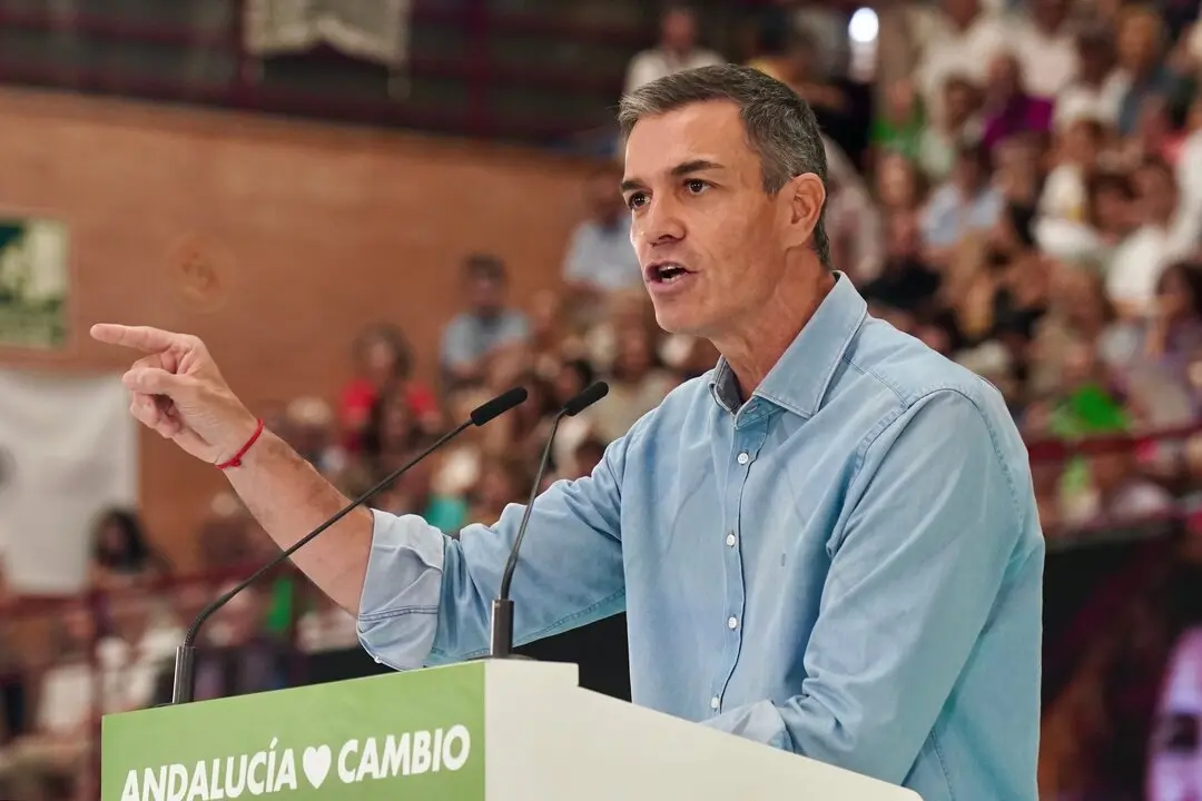 Pedro S&aacute;nchez en un mitin en M&aacute;laga. / EP
