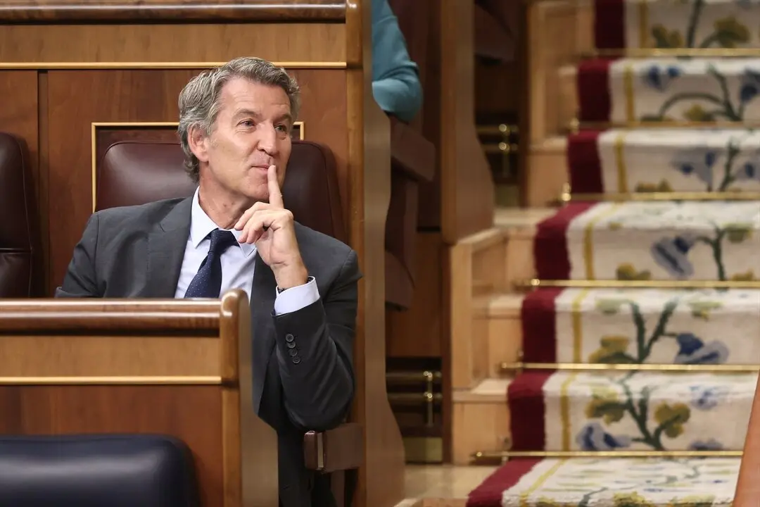El presidente del PP, Alberto N&uacute;&ntilde;&eacute;z Feij&oacute;o, durante una sesi&oacute;n de control al Gobierno en el Congreso de los Diputados. / Eduardo Parra