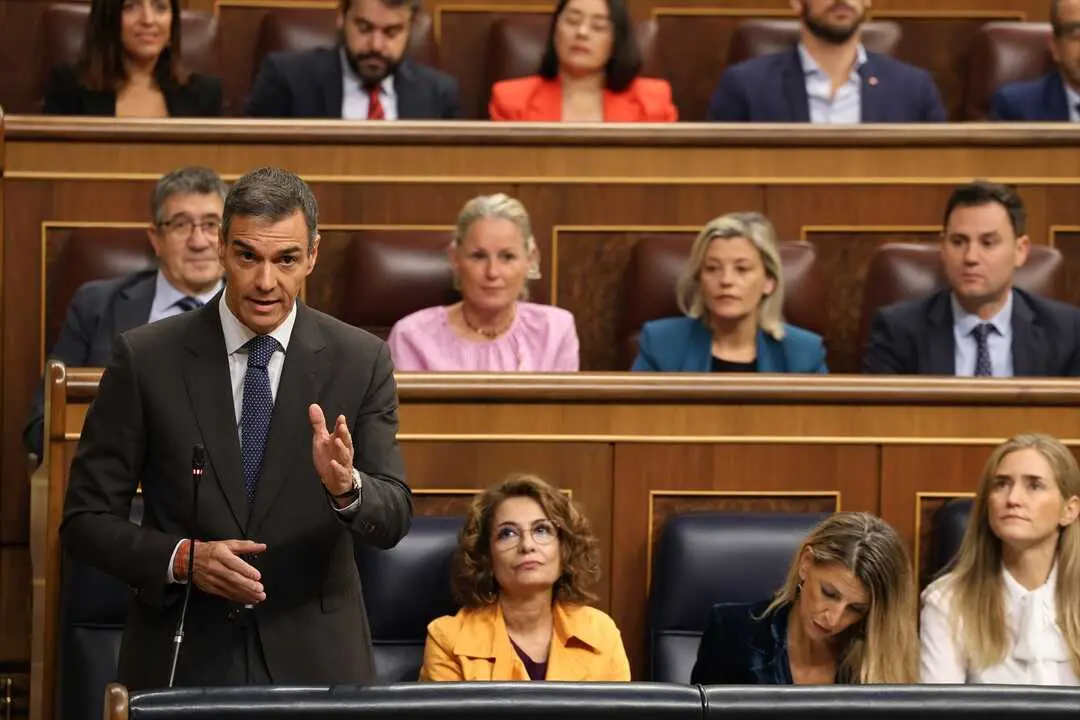 El presidente del Gobierno, Pedro S&aacute;nchez, durante una sesi&oacute;n de control al Gobierno, en el Congreso. / Marta Fern&aacute;ndez