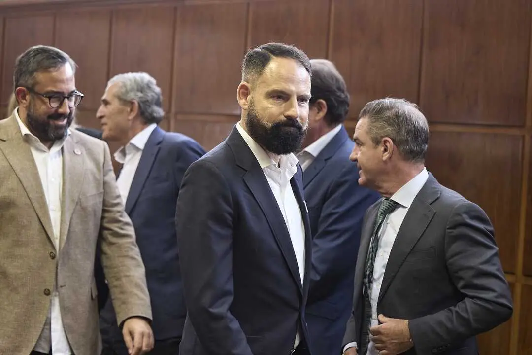 El presidente de Enusa, Mariano Moreno Pav&oacute;n (c), llega a comparecer en la comisi&oacute;n de investigaci&oacute;n sobre el &lsquo;caso Koldo&rsquo;, en el Senado. / Jes&uacute;s Hell&iacute;n