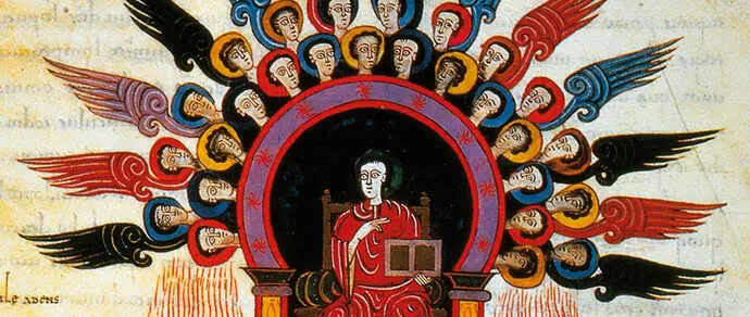 Detalle del libro del Beato de Li&eacute;bana sobre 'Comentario al Apocalipsis de San Juan' (detalle). / x