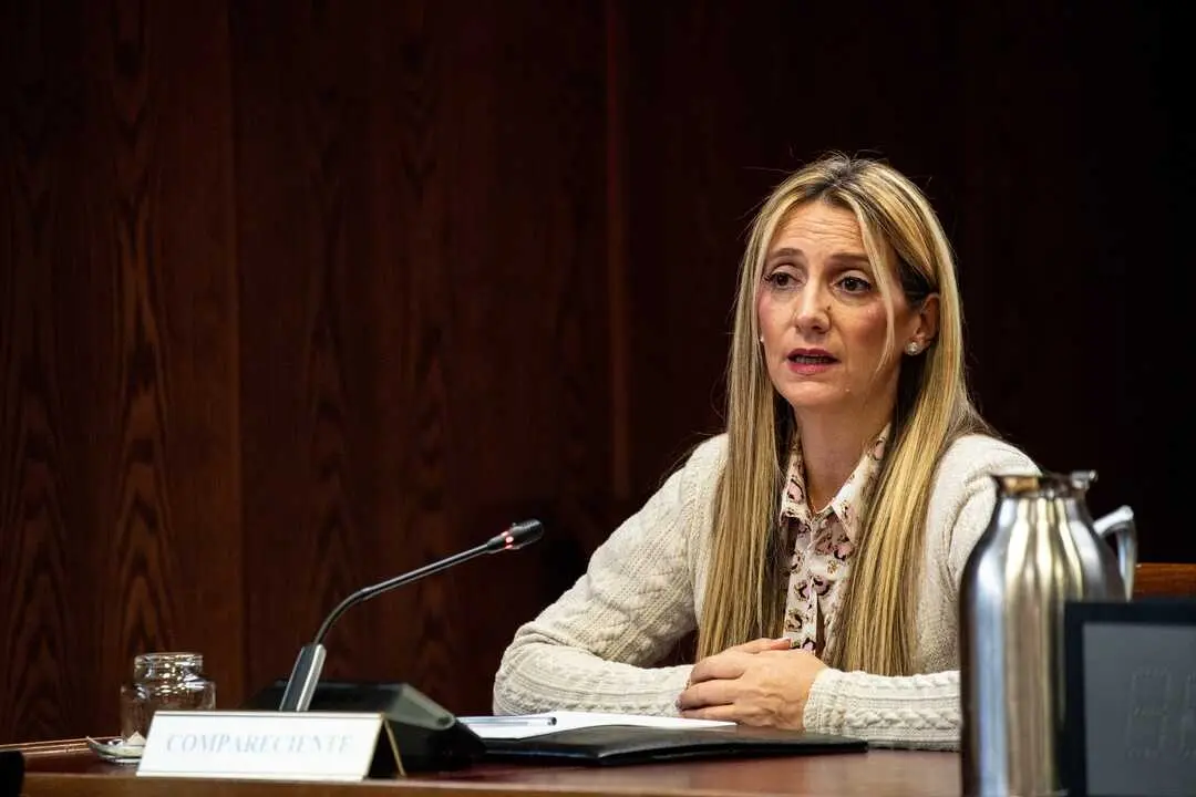 La exempleada en la sociedad mercantil Logirail, Claudia Montes Mart&iacute;nez, comparece ante la Comisi&oacute;n del &lsquo;caso Koldo&rsquo; en el Senado. / Gabriel Luengas